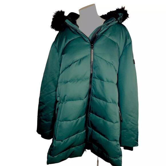 Arctic Expedition Curved Hem Down Parka Hooded in Emerald NWT Size XS - Picture 3 of 5